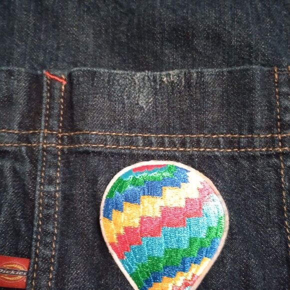 Dickies Jean Shortall Size M Raw Hem Balloon Applique Distressed Fun - Picture 6 of 10